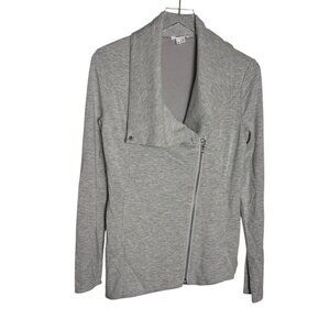 Helmut Lang Gray Villous Asymmetrical Moto Jacket Sweater Cardigan size small